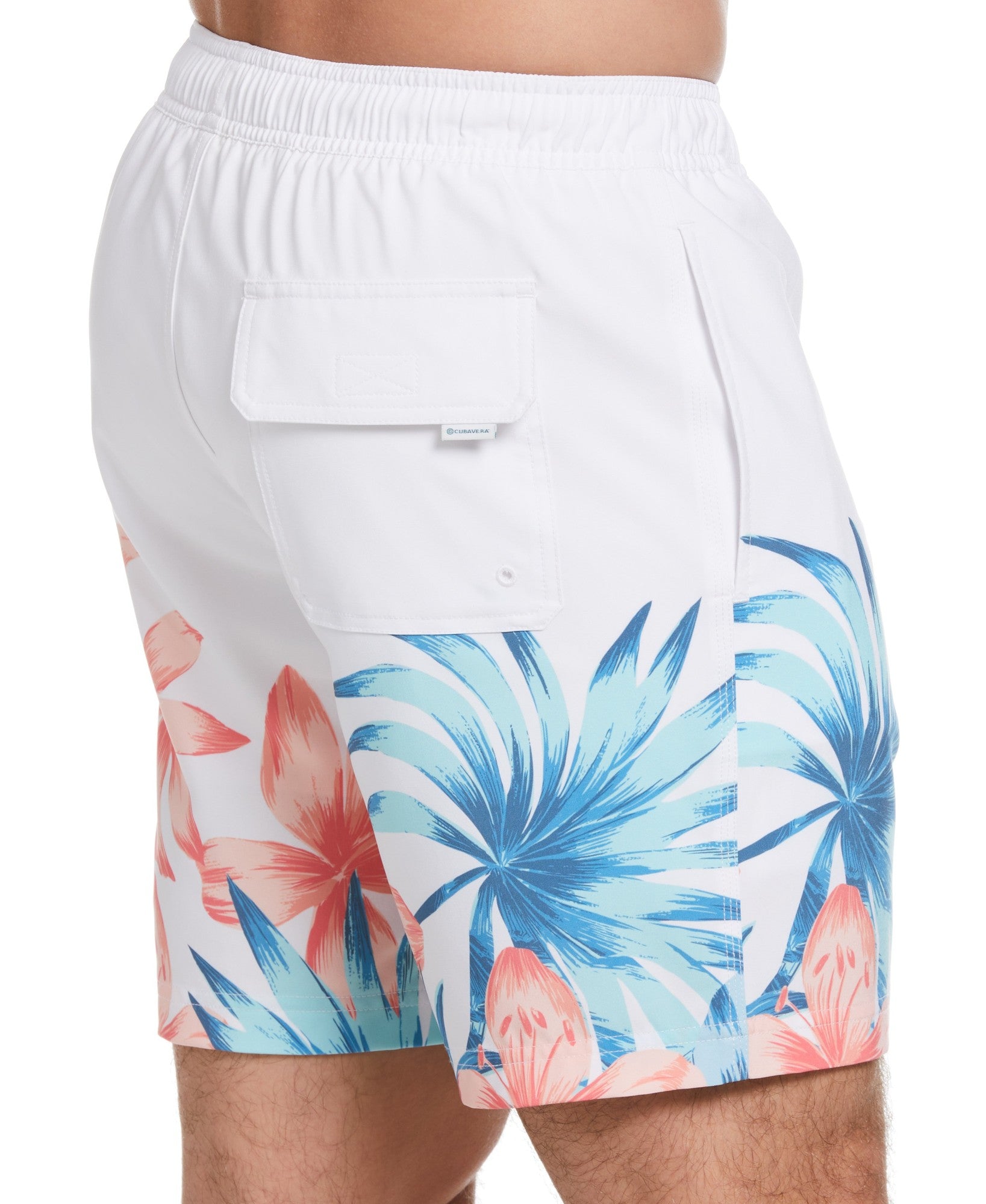 Cubavera Men's Swimwear Tropical Print Trunks Brilliant White XL