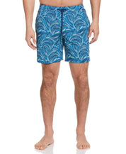 Cubavera Men's Wave Print 7" Swim Trunks Mediterranean Blue Small