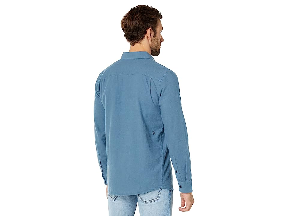 Volcom Mens Caden Long Sleeve Button Down Shirt Slate Blue Small