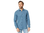 Volcom Mens Caden Long Sleeve Button Down Shirt Slate Blue Small