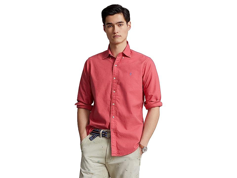 Polo Ralph Lauren Classic Fit Mens Long Sleeve Garment Dyed Oxford Shirt Red XL
