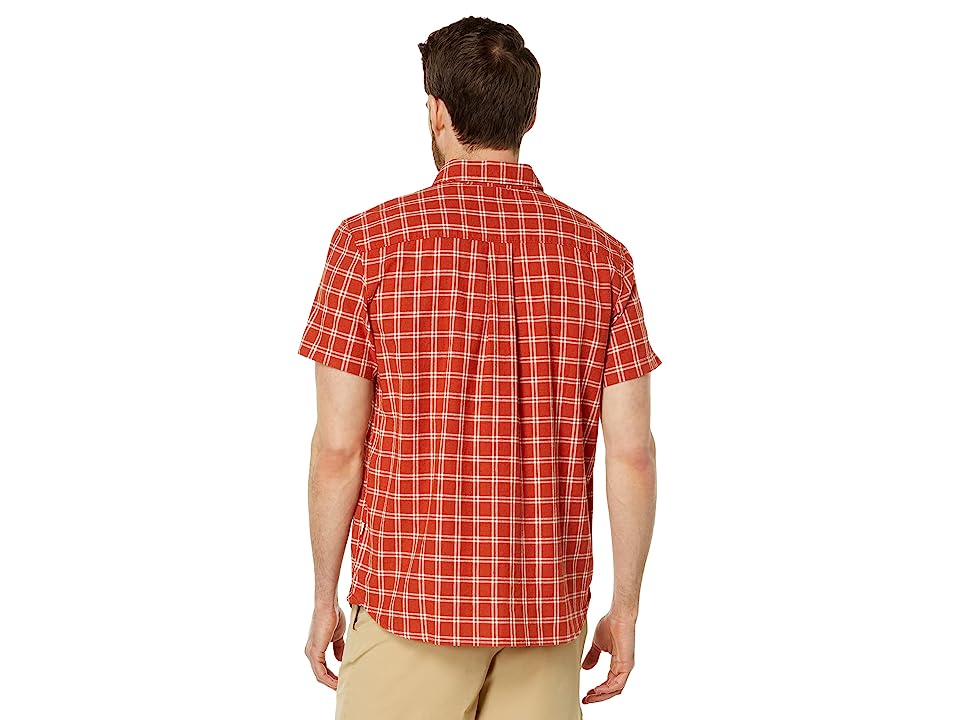 The North Face Mens Loghill Short Sleeve Button Down Shirt Orange Brown 2XL