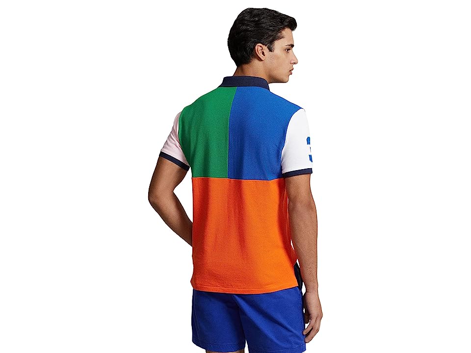Polo Ralph Lauren Men's Slim Fit Big Pony Mesh Polo Shirt Orange Multi  XXL