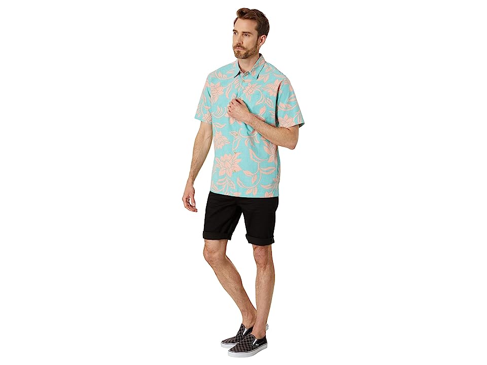 Quiksilver Waterman Mens Short Sleeve Button Down Shirt Blue Medium
