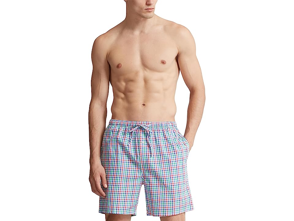 Polo Ralph Lauren Men's Cotton Woven 6 Inch Pajama Shorts Blue Plaid Medium
