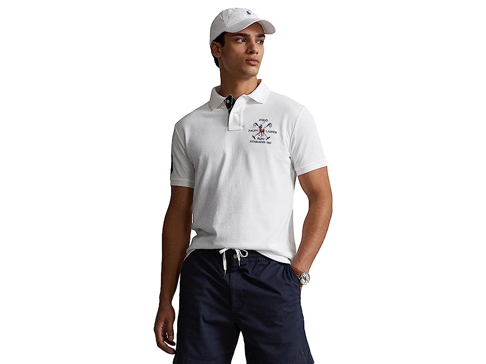 Polo Ralph Lauren Mens Custom Slim Fit Mesh Short Sleeve Polo Shirt White XL
