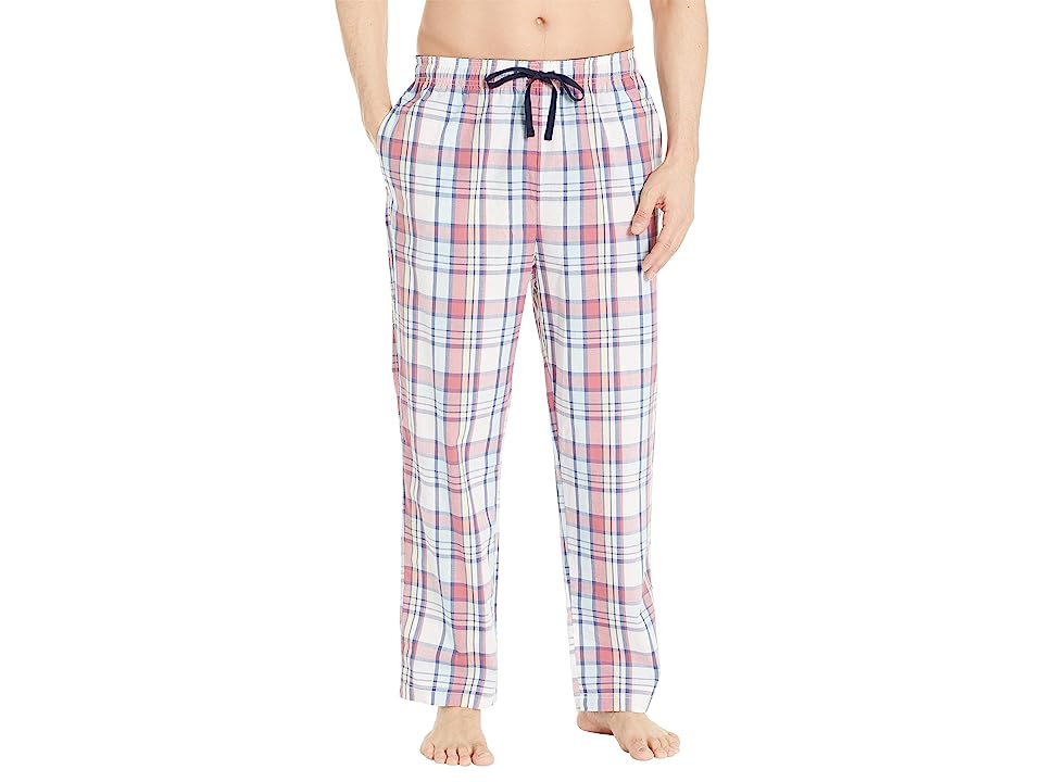 Nautica Mens Plaid Poplin Pajama Pants Sail White Small