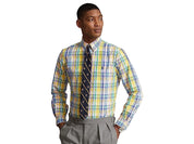 Polo Ralph Lauren Men's Classic-Fit Performance Shirt Small Yellow Blue Plaid