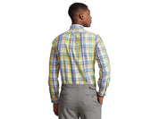 Polo Ralph Lauren Men's Classic-Fit Performance Shirt Small Yellow Blue Plaid