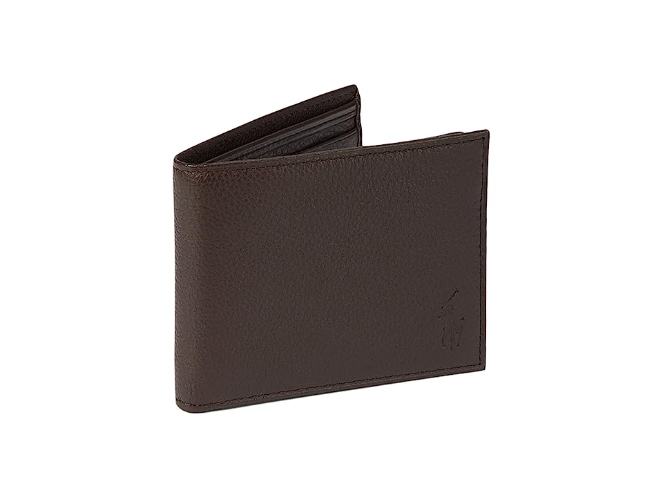 Polo Ralph Lauren Men's Pebbled Leather Passcase Wallet Brown
