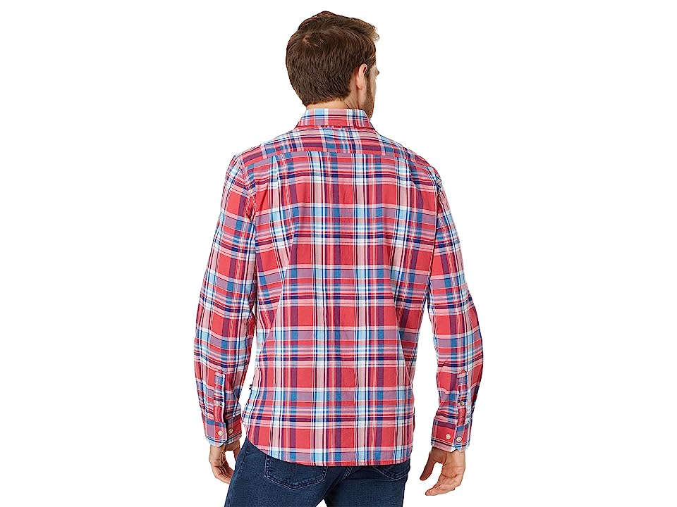 Nautica Mens Classic-Fit Button Down Shirt Madras Plaid Sailor Red Large