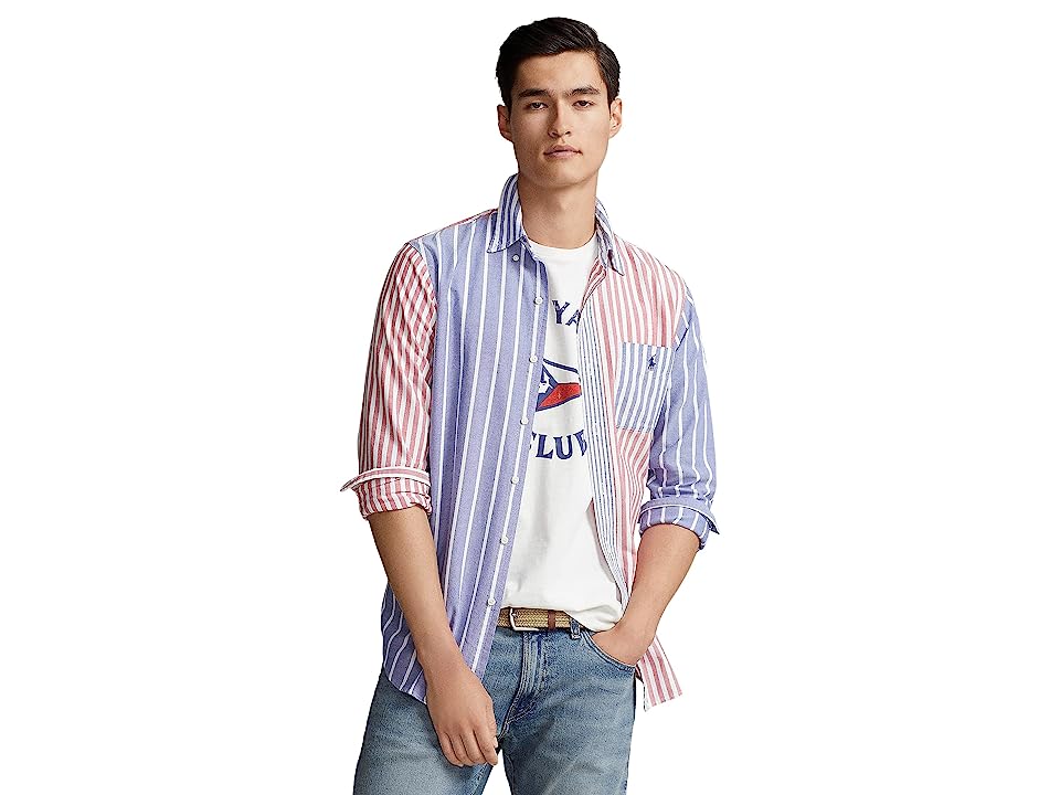 Polo Ralph Lauren Mens Classic Fit Striped Oxford Button Down Shirt Blue Small