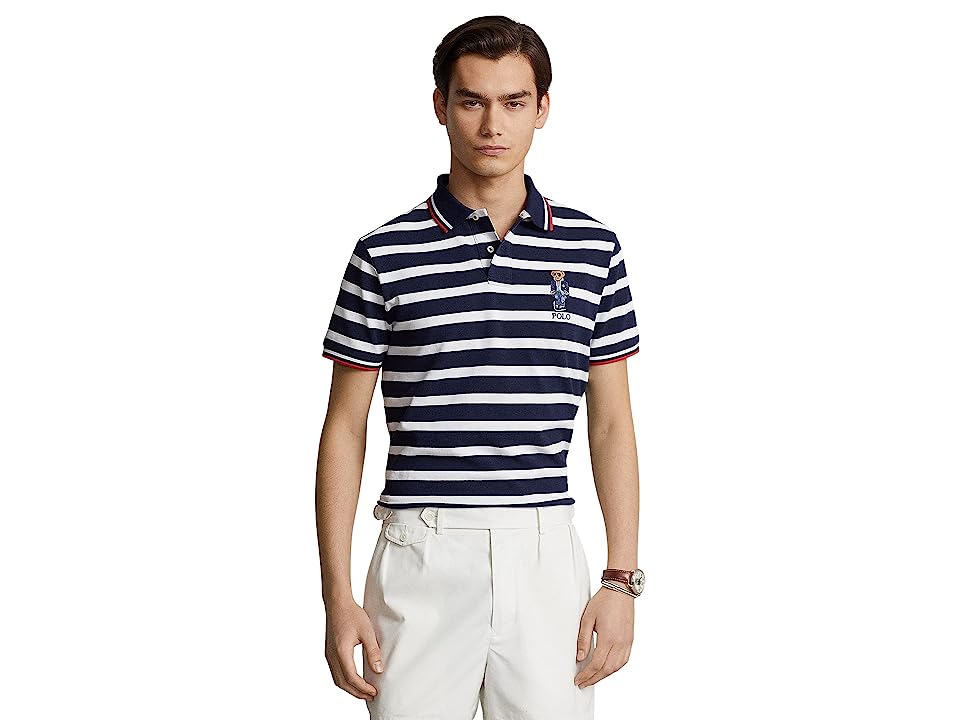 Polo Ralph Lauren Men's Striped Short Sleeve Polo Shirt Navy White Small
