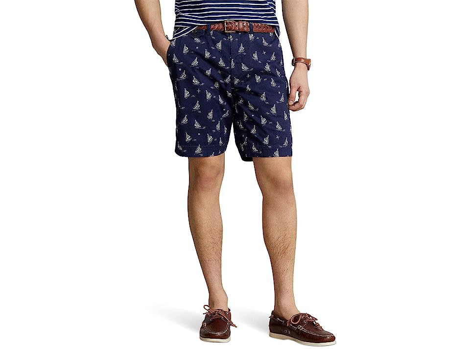 Polo Ralph Lauren Men's 9 Classic Chino Shorts Blue Guide Cream Ships 35"
