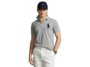 Polo Ralph Lauren Mens Custom Slim Fit Big Pony Mesh Polo Shirt Grey Small
