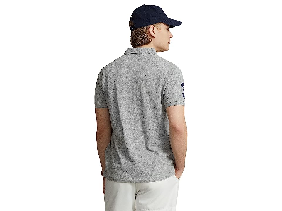 Polo Ralph Lauren Mens Custom Slim Fit Big Pony Mesh Polo Shirt Grey Small