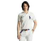 Polo Ralph Lauren Men's Custom Slim Fit Big Pony Mesh Polo Shirt Medium White