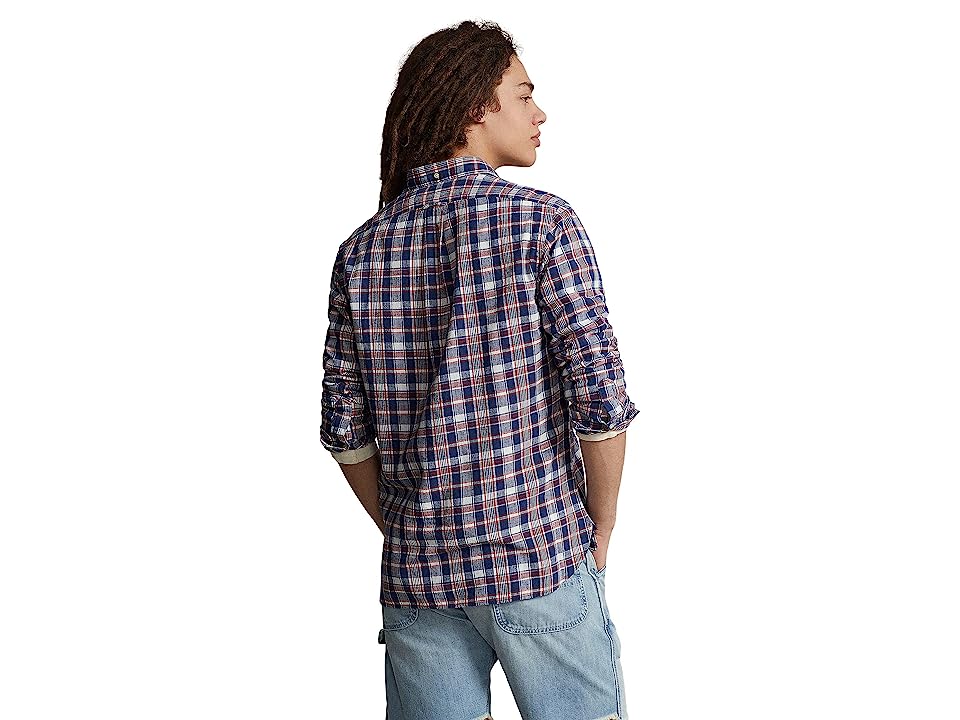 Polo Ralph Lauren Men's Cotton Classic Fit Button Down Shirt Blue Plaid Medium