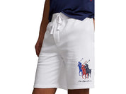 Polo Ralph Lauren Men's Fleece Triple Pony Athletic Shorts White Large