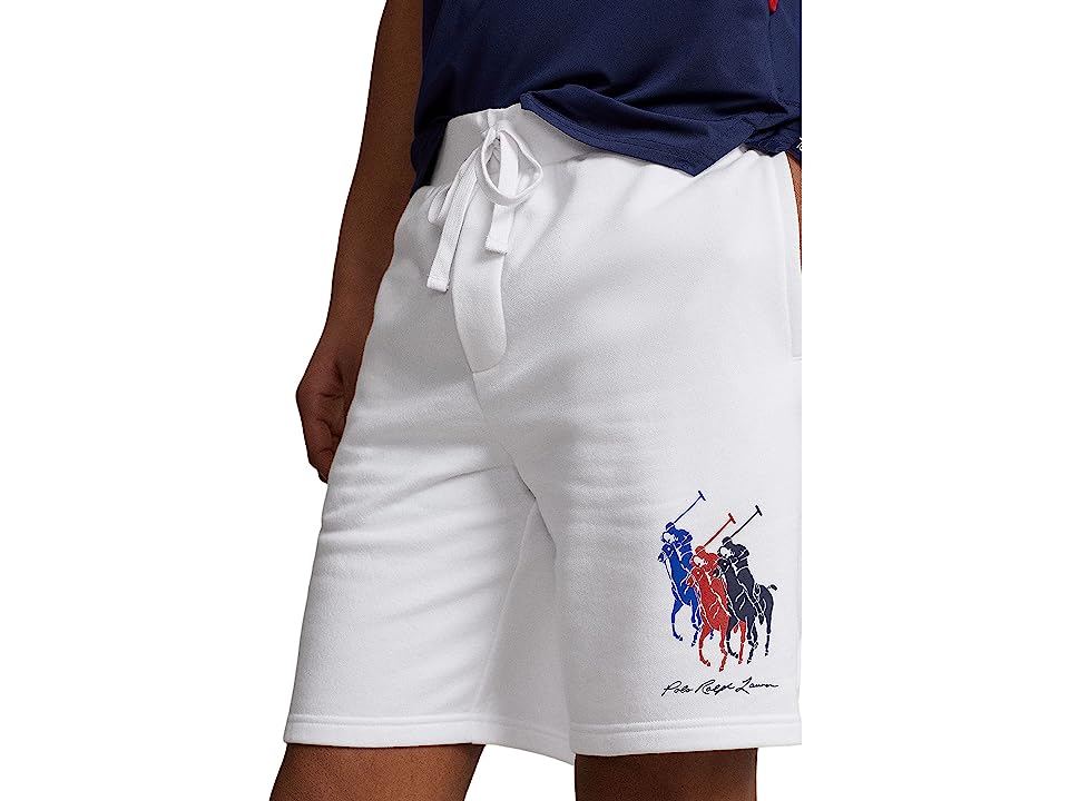 Polo Ralph Lauren Men's Fleece Triple Pony Athletic Shorts White Large