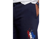 Polo Ralph Lauren Mens 8.5 Inch Triple Pony Fleece Shorts Navy Blue Small