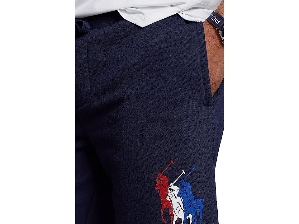 Polo Ralph Lauren Mens 8.5 Inch Triple Pony Fleece Shorts Navy Blue Small