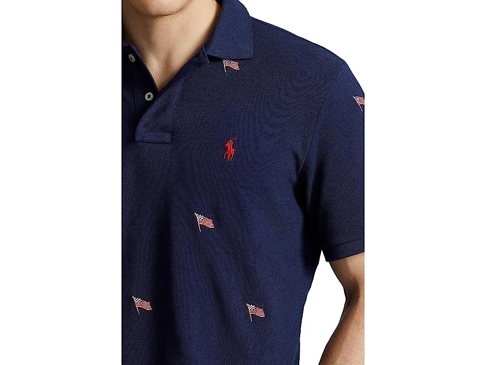 Polo Ralph Lauren Men's Classic Fit Flag Mesh Polo Shirt Flag Navy Large