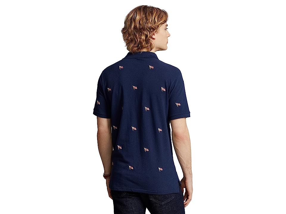 Polo Ralph Lauren Mens Flag Embroidered Short Sleeve Polo Shirt Blue Small