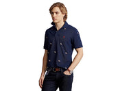 Polo Ralph Lauren Mens Flag Embroidered Short Sleeve Polo Shirt Blue Small