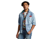 Polo Ralph Lauren Mens Classic Fit Patchwork Button Down Shirt Indigo Medium