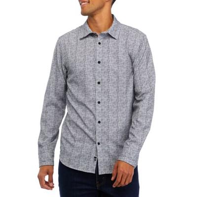 Kenneth Cole Mens Button Down  Shirt Charcoal Grey Black Plaid Small