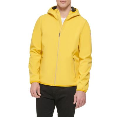 Guess Mens Regular fit Full Zip Soft Shell Coat Medium Yellow Solid