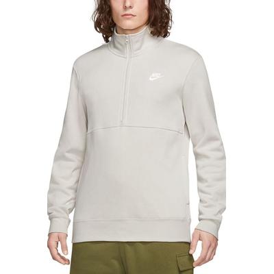 Nike Mens Brushed Back Half Zip Pull Over Sweatshirt Light Bone Grey 2XL