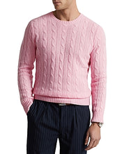 Polo Ralph Lauren Mens Pure Cashmere Cable Knit Crewneck Sweater Large Pink