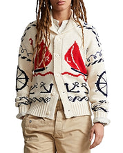Polo Ralph Lauren Mens Chunky Knit Nautical Shawl Collar Cardigan Sweater XL