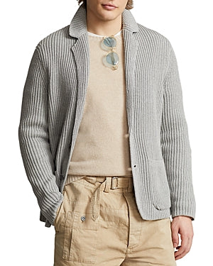 Polo Ralph Lauren Cotton & Cashmere Mens Blazer Cardigan Sweater XL Grey