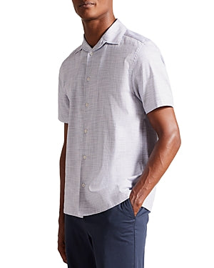 Ted Baker Seamus Men's  Short Sleeve Button Down Shirt White Multi XL