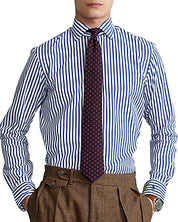 Polo Ralph Lauren Mens Regent Custom Fit Striped Button Down  Shirt Blue Medium