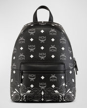 MCM Medium Stark Bandana Visetos Coated Canvas Backpack Black
