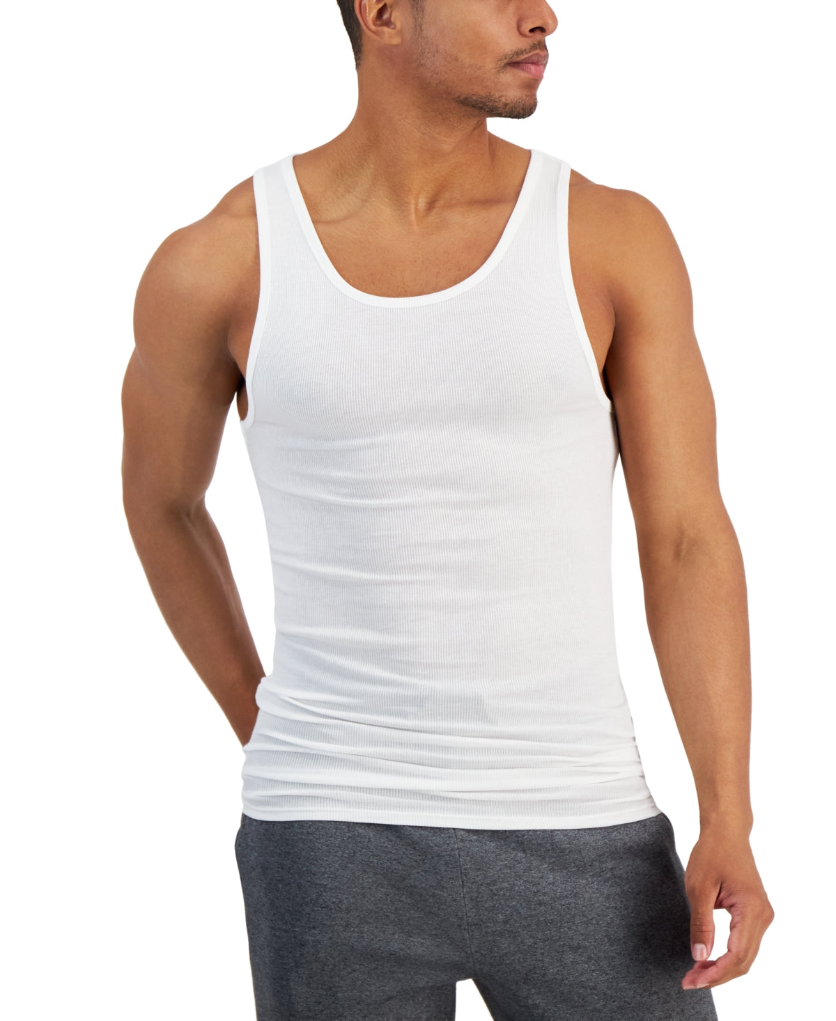 Alfani Mens Regular fit 4 Pack Tank Top Underwear Small White Solid