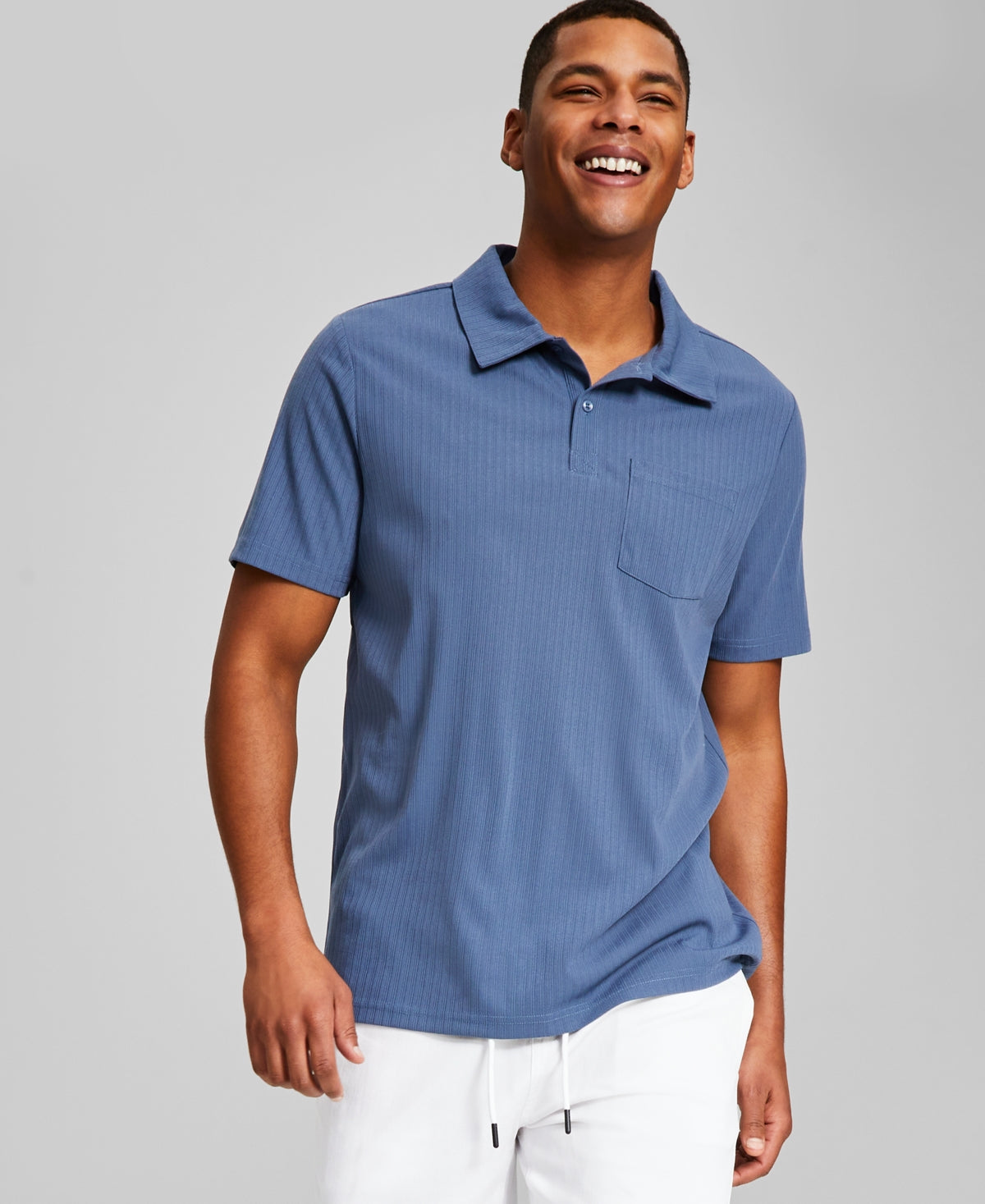 And Now This Men's Short-Sleeve Polo Shirt Blue Small