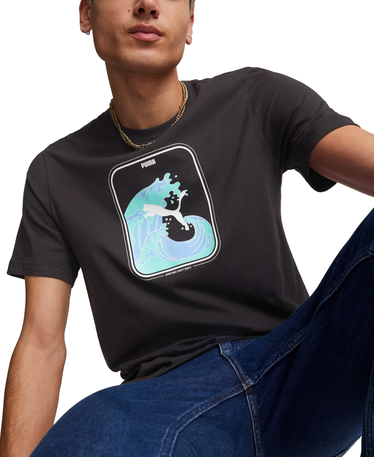 Puma Graphics Wave Crew Neck Short Sleeve T Shirt Black XL