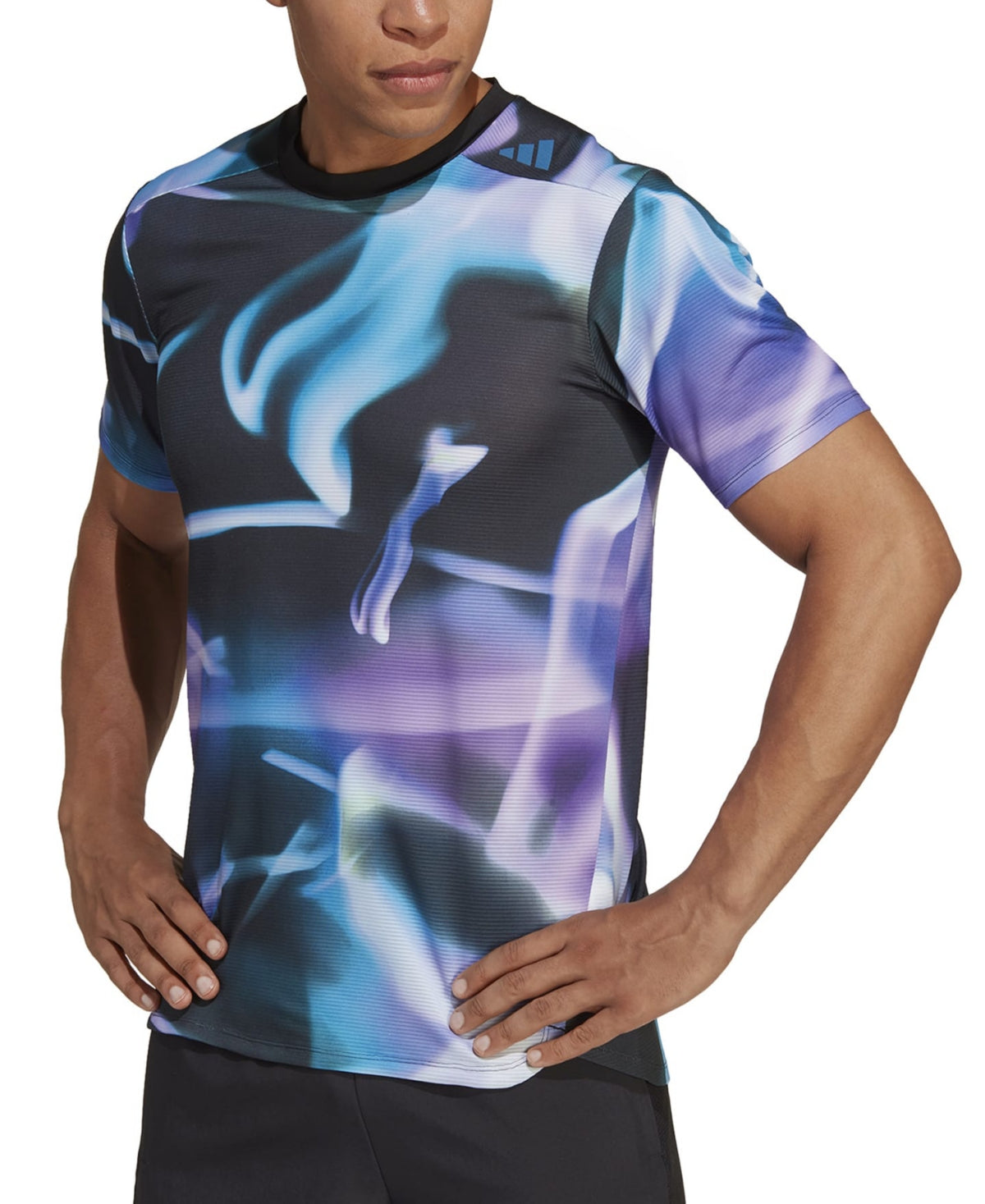 Adidas Men's D4M Heat.rdy Printed Training Short Sleeve T Shirt Violet Large