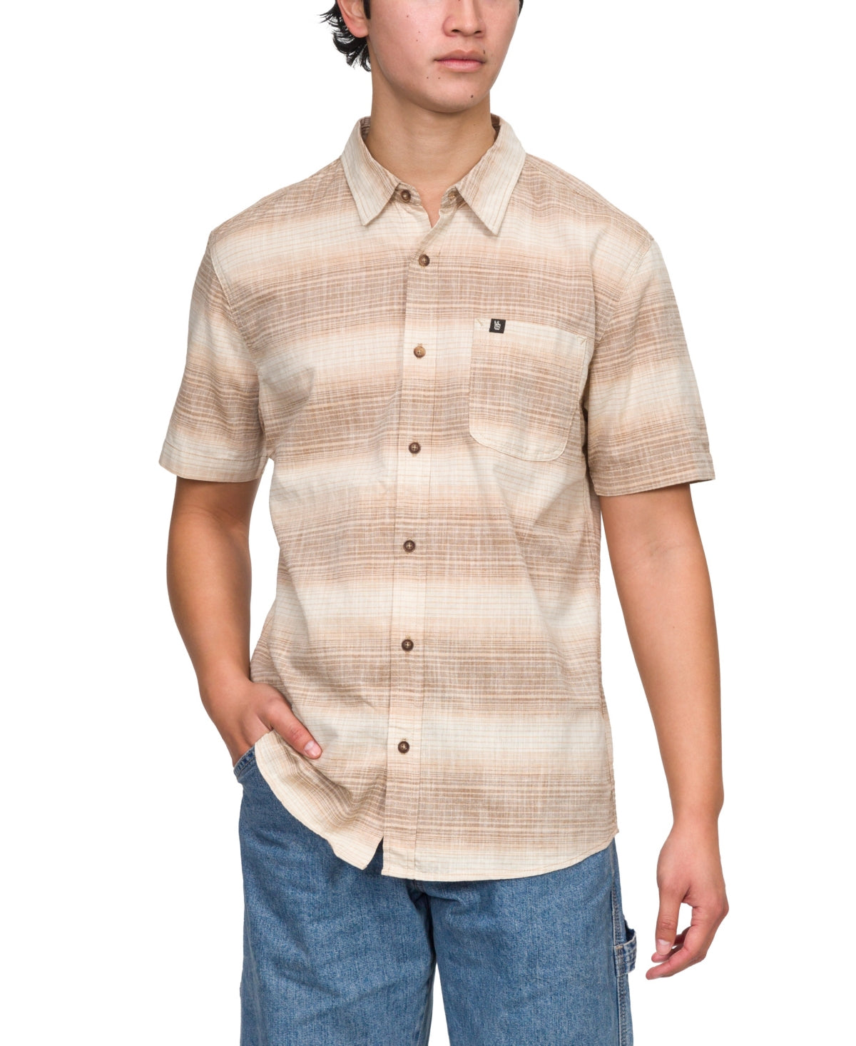 Junk Food Men's Rogers Short Sleeve Woven Button Down Shirt Brown 2XL