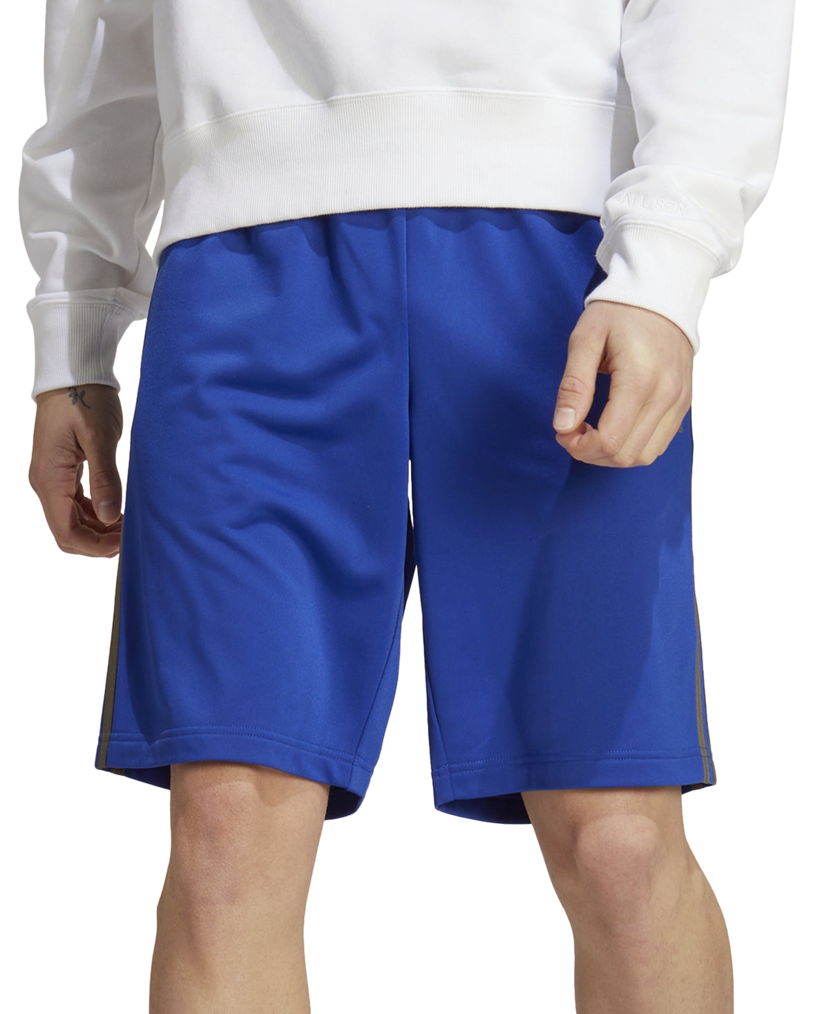 Adidas Men's Tricot Striped 10" Shorts Blue Small