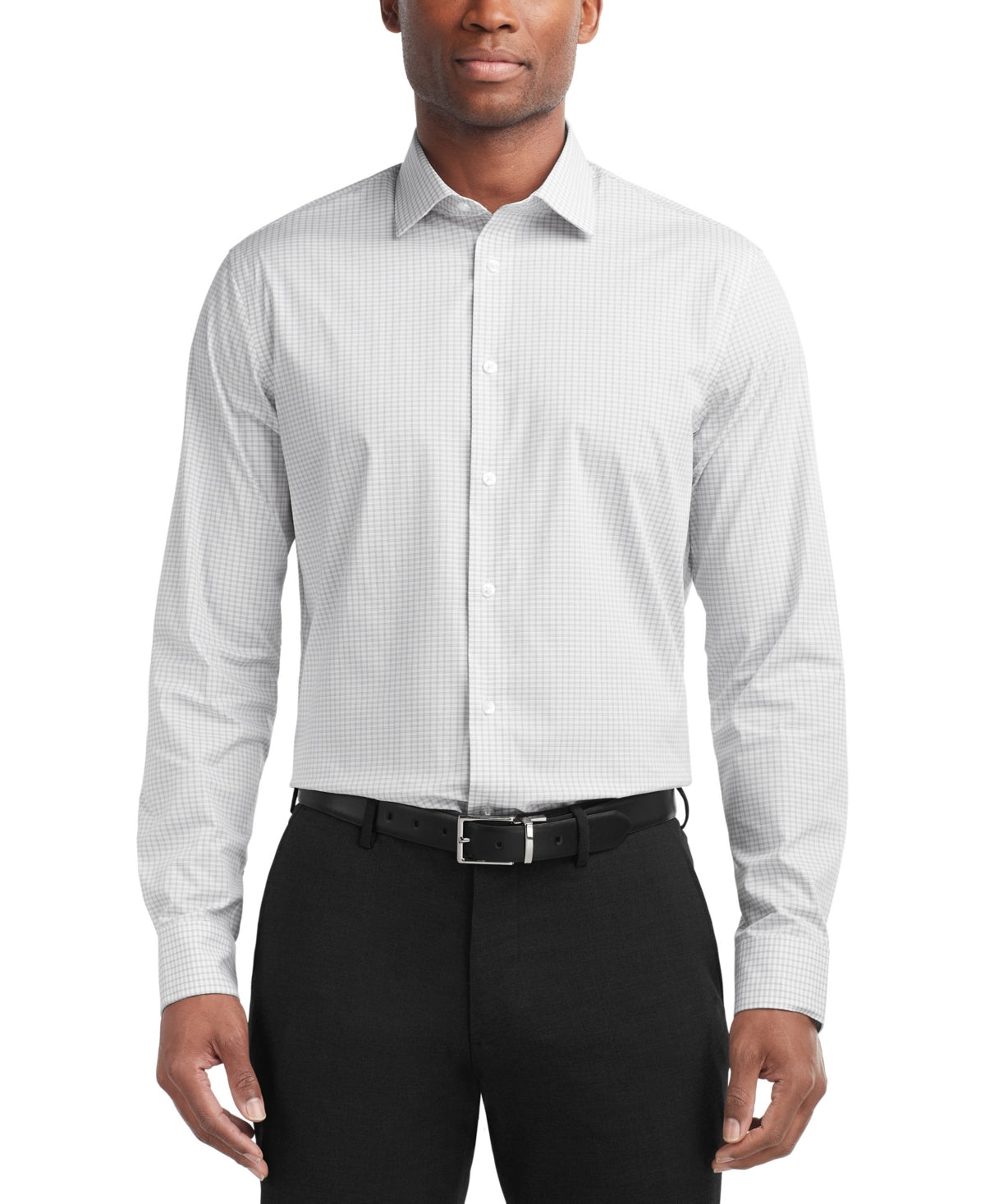 Calvin Klein Mens Regular fit Dress Shirt XL 17 in 34-35 Grey Plaid