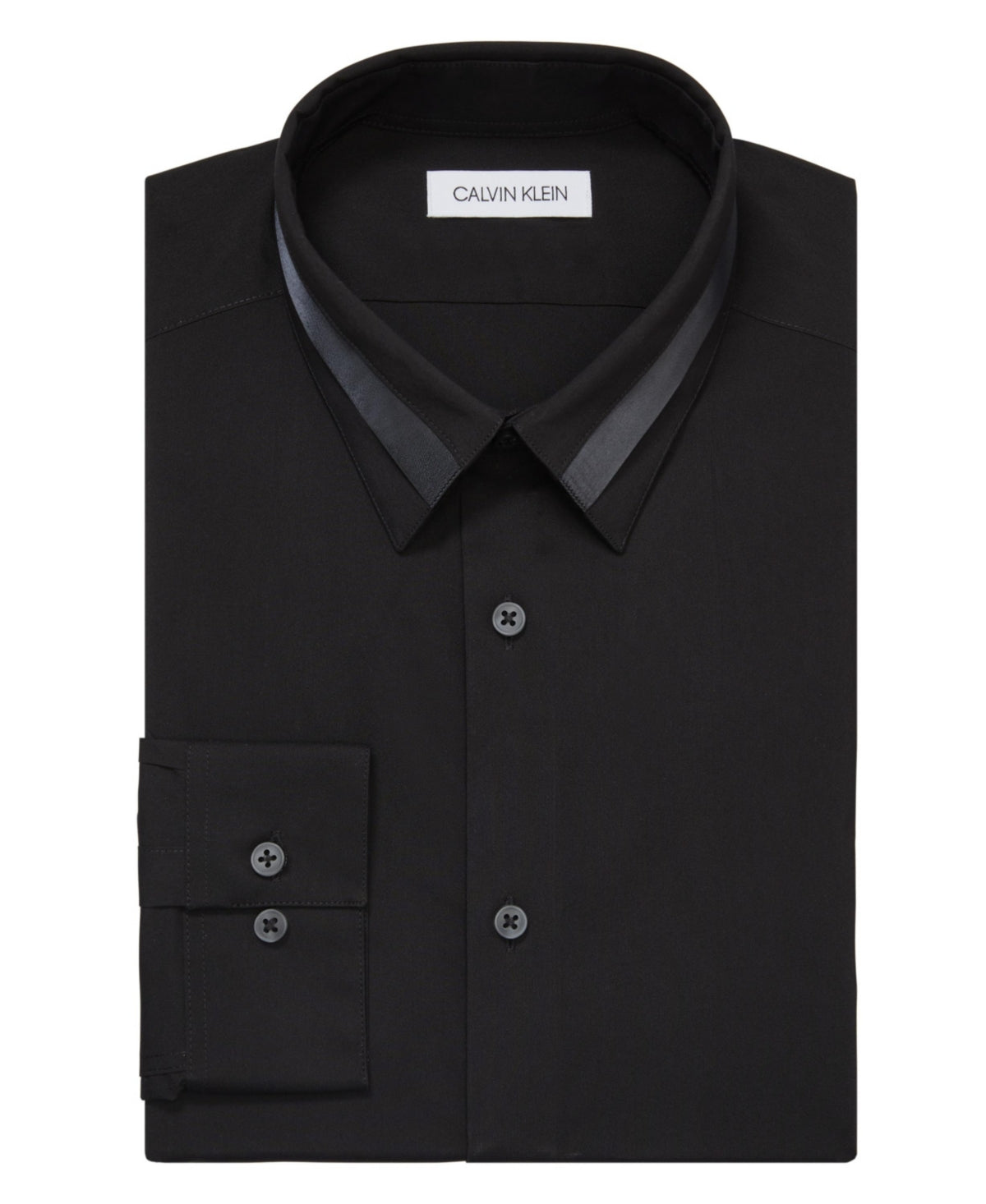 Calvin Klein Men Slim fit Dress Shirt XXL 18-18.5 34-35 Black Solid