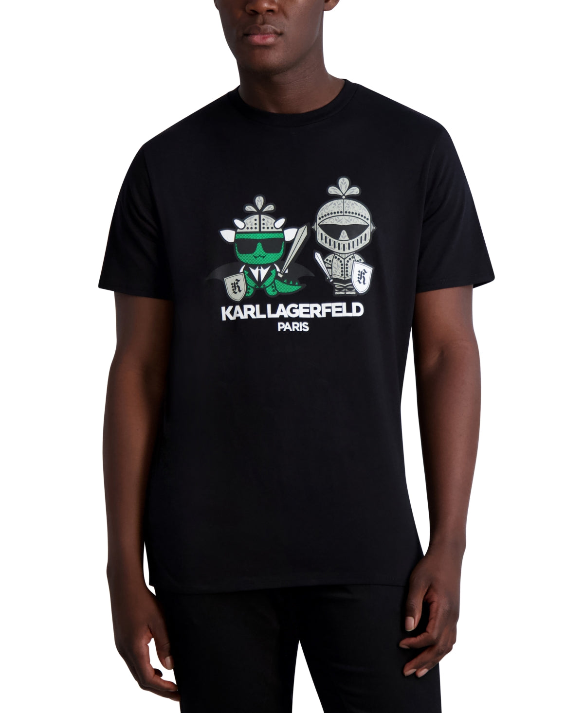 Karl Lagerfeld Paris Men's Karl & Choupette Armor Slim Fit Logo T Shirt Black XL