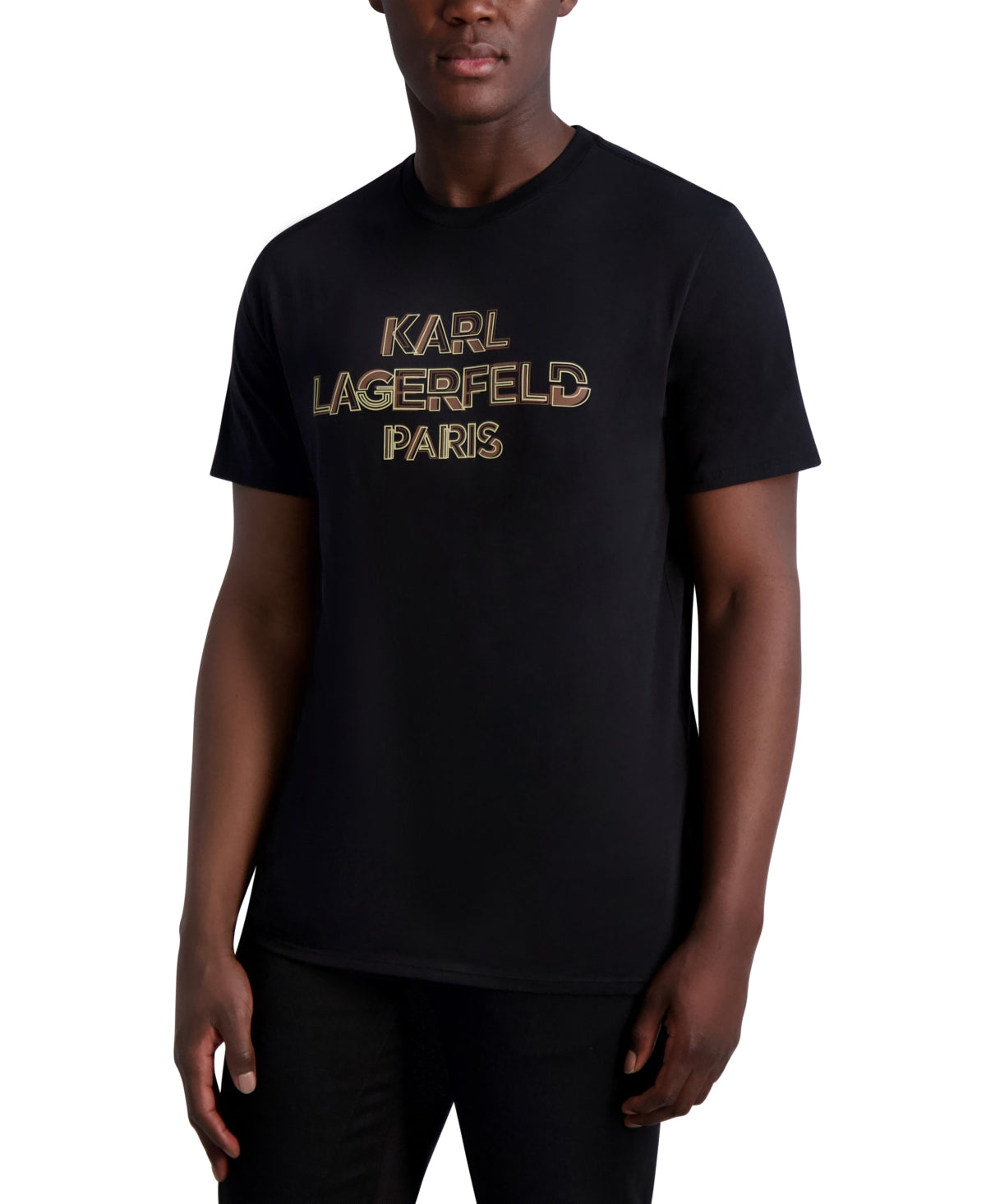 Karl Lagerfeld Paris Men's Colorblocked Slim Fit Short Sleeve T Shirt Black XL