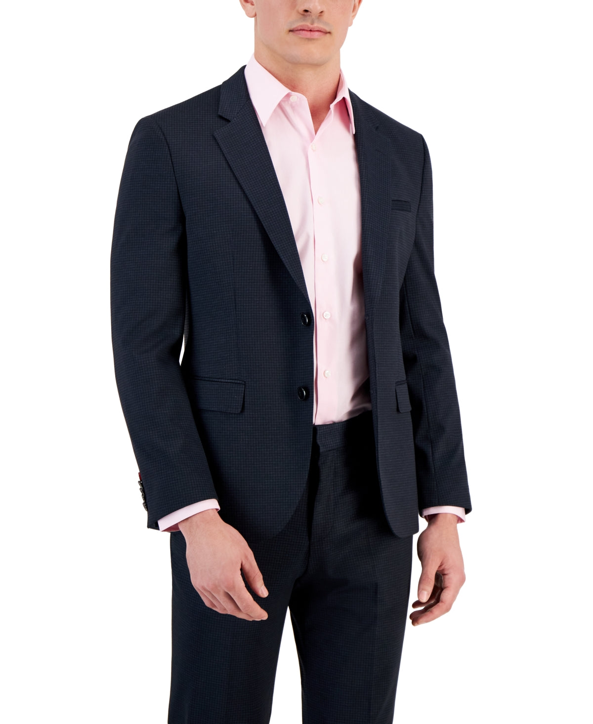 Hugo Boss Men Modern fit Sport Coat Blazer 40 S Dark Blue Check Stretch